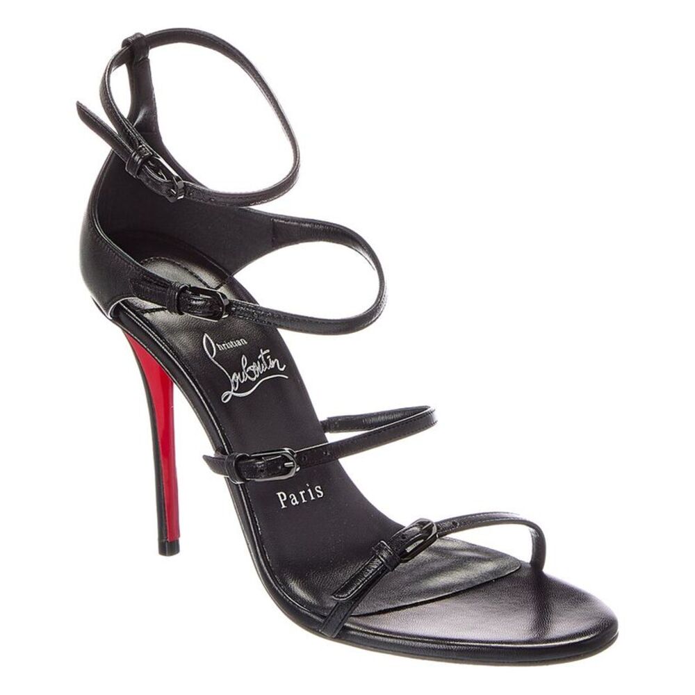 Christian Louboutin Logo Leather Sandal, Black